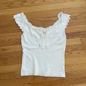 Annie B White Tank with Lace Cap Sleeves